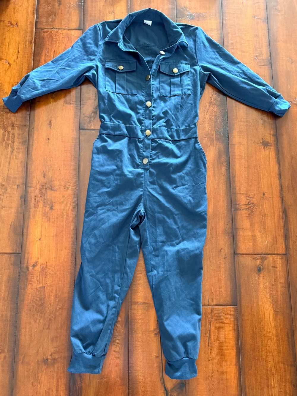 Spirit Teal Blue Button-Front Ankle Jumpsuit
